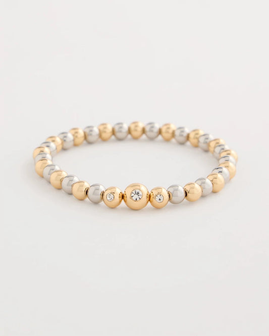 Chico's | Mixed Metal Beaded Stretch Bracelet/ Mixed Metals