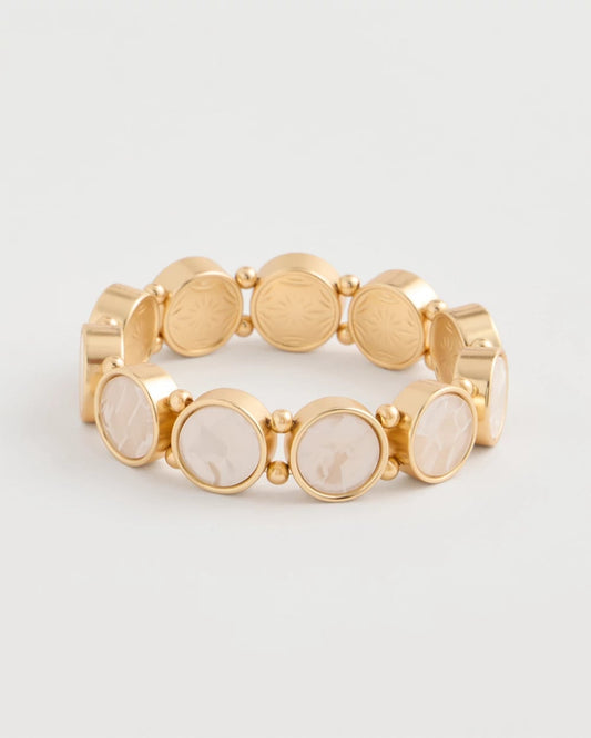 Chico's | Pearlescent Goldtone Stretch Bracelet/ Gold