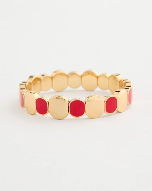 Chico's | Red Goldtone Glam Stretch Bracelet/ Red