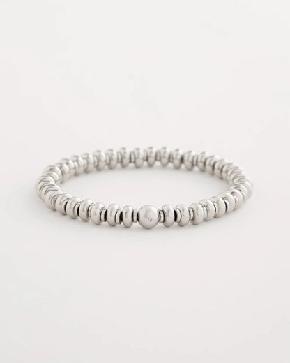 Chico's | Silvertone Rounded Stretch Bracelet/ Silver