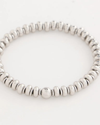 Chico's | Silvertone Rounded Stretch Bracelet/ Silver
