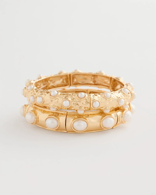 Chico's | Stretch Cuff Bracelet Set of Two/ Gold