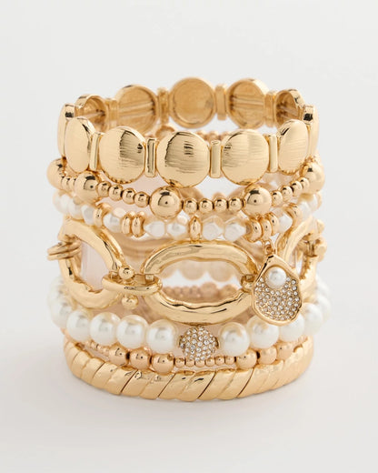 Chico's | Pearlescent Stretch Charm Bracelet/ Pearl