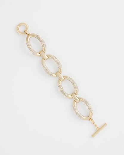 Chico's | Large Pave Link Toggle Bracelet/ Gold