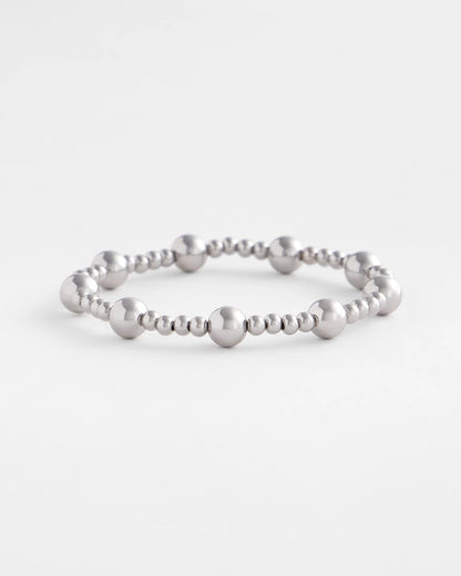 Chico's | Silver-tone Medium Bead Stretch Bracelet/ Silver