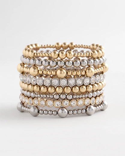 Chico's | Gold-tone Small Bead Stretch Bracelet/ Gold