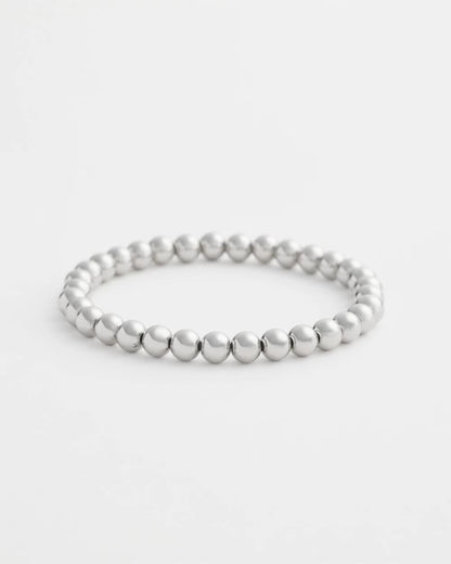 Chico's | Small Beaded Silver Tone Stretch Bracelet/ Silver