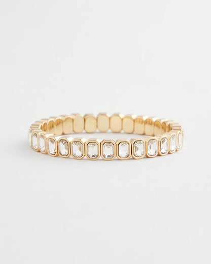 Chico's | Gold Bezel Set Stretch Tennis Bracelet/ Gold