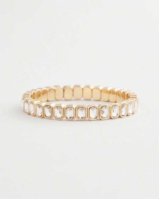 Chico's | Gold Bezel Set Stretch Tennis Bracelet/ Gold