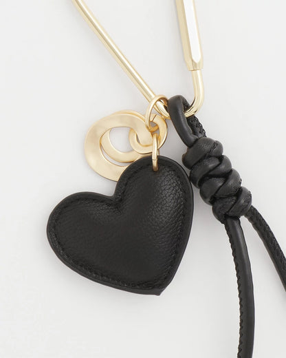 Chico's | Faux Leather Heart Bag Charm/ Black