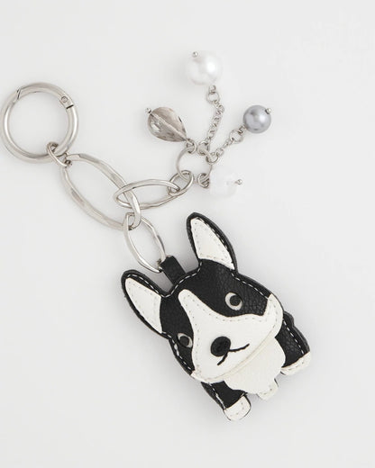 Chico's | Frenchie Dog Bag Charm/ Black/White