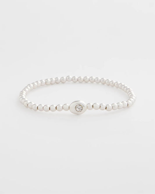 Chico's | Mini Bead Stretch Hero Bracelet/ Silver