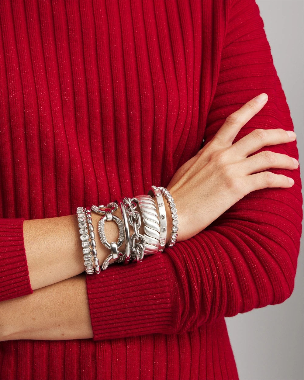 Chico's | Matte Twist Stretch Bracelet/ Silver