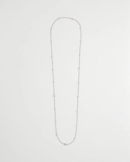 Chico's | Fine Crystal Long Chain Necklace/ Silver