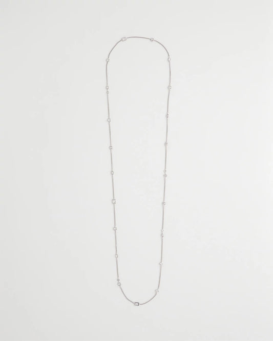 Chico's | Fine Crystal Long Chain Necklace/ Silver