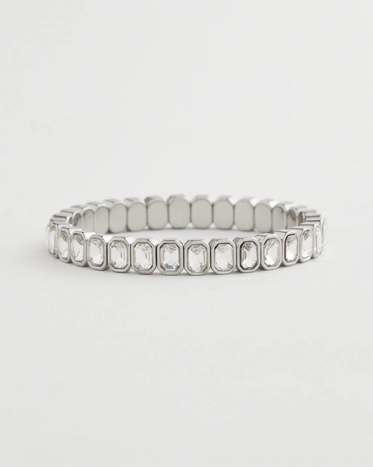 Chico's | Silver Bezel Set Stretch Tennis Bracelet/ Silver