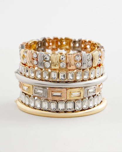 Chico's | Silver Bezel Set Stretch Tennis Bracelet/ Silver