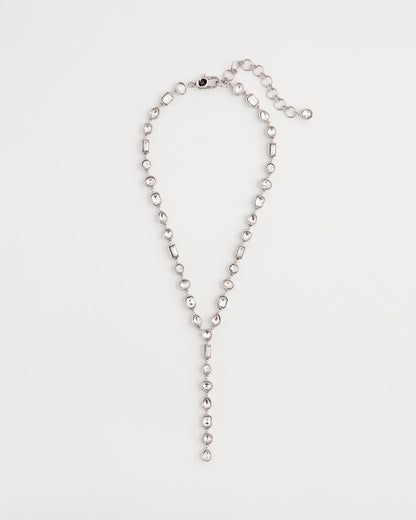 Chico's | Bezel Set Silvertone Y-Necklace/ Silver