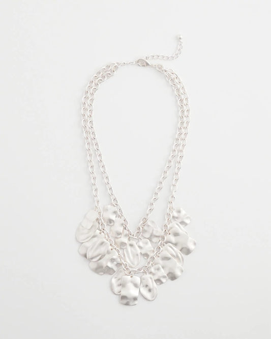 Chico's | Double Square Charm Pendant Necklace/ Silver