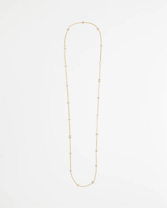 Chico's | Fine Crystal Long Chain Necklace/ Gold