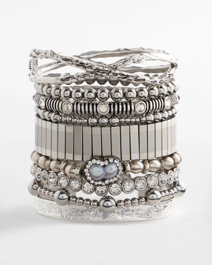Chico's | Silver Tone Stretch Watchband Bracelet/ Silver