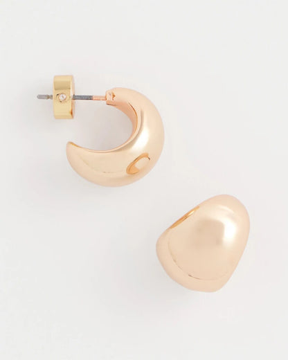 Chico's | Rose Gold Huggie Hoop Earrings/ Mixed Metals