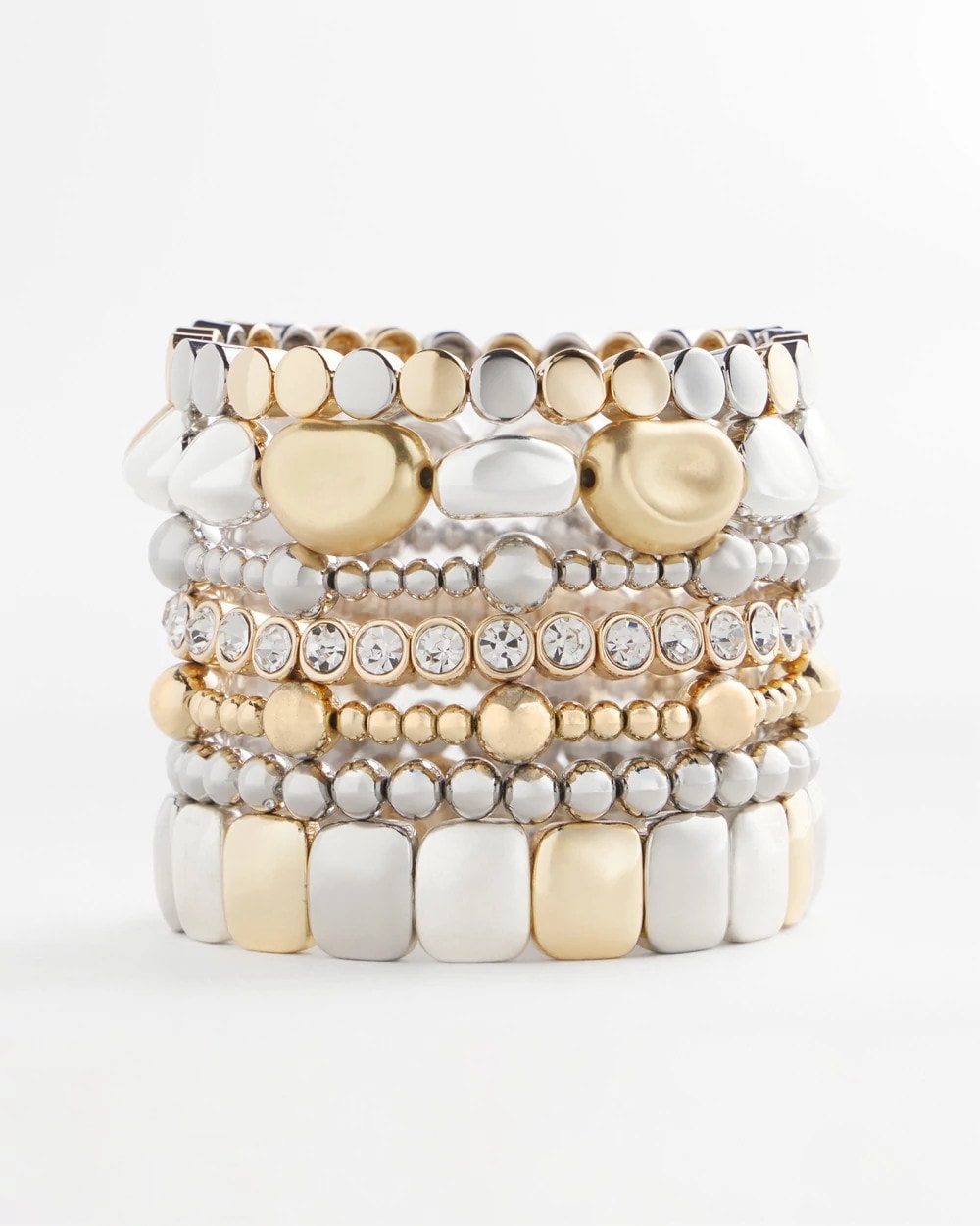 Chico's | Mixed-Metal Matte Square Stretch Bracelet/ Mixed Metals
