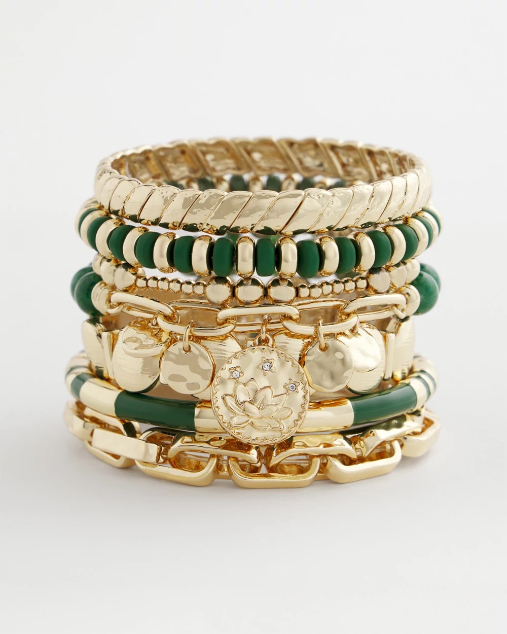Chico's | Green Jade Stone Charm Bracelet/ Green