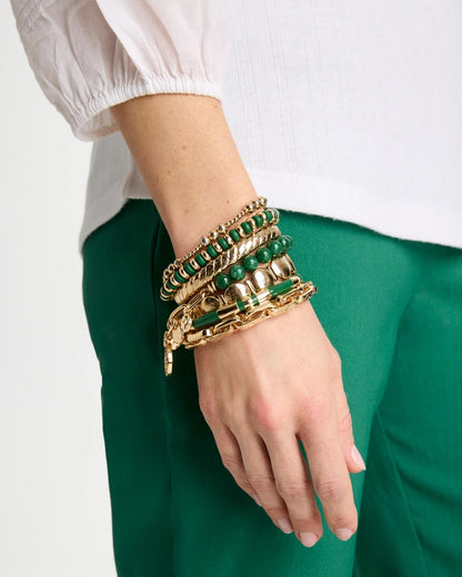 Chico's | Green Jade Stone Charm Bracelet/ Green