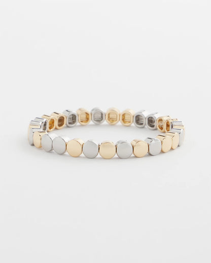 Chico's | Silver & Gold Tone Round Stretch Bracelet/ Mixed Metals