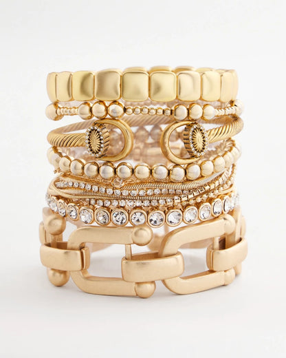 Chico's | Golden Matte Square Stretch Bracelet/ Gold