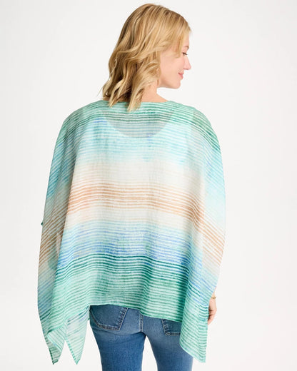 Chico's | Ombre Coastal Printed Poncho/ Teal Waters