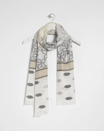 Chico's | Neutral Paisley Polka Dot Oblong Scarf/ Neutral