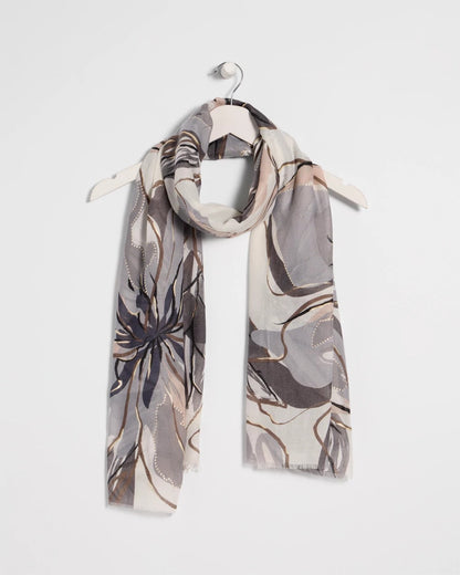 Chico's | Foiled Floral Oblong Scarf/ Neutral