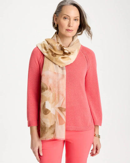 Chico's | Neutral Floral Oblong Scarf/ Neutral
