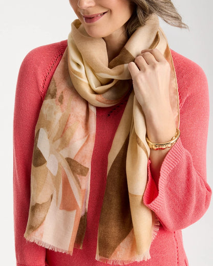 Chico's | Neutral Floral Oblong Scarf/ Neutral