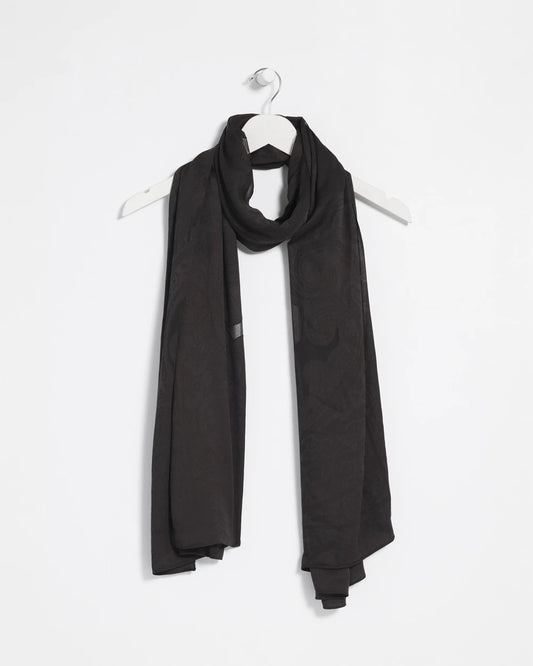 Chico's | Floral Burnout Oblong Scarf/ Black