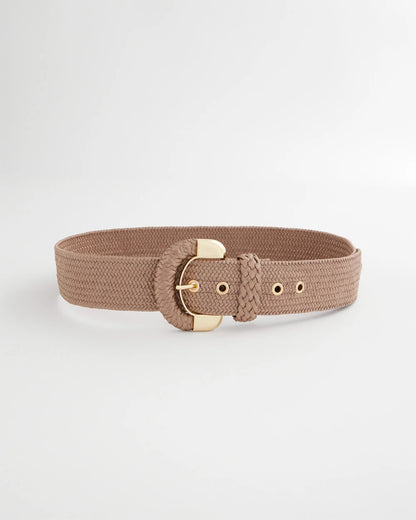 Chico's | Satin Stretch Metal Belt/ Taupe