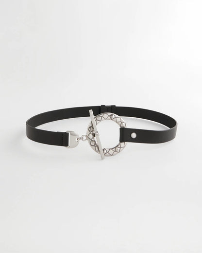 Chico's | Silver Toggle Trouser Belt/ Black/Silver