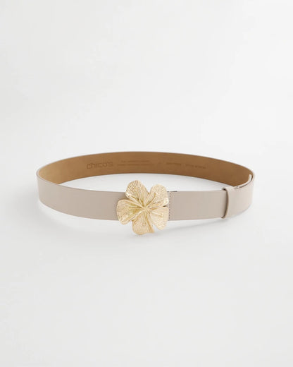 Chico's | Floral Buckle Trouser Belt/ Neutral