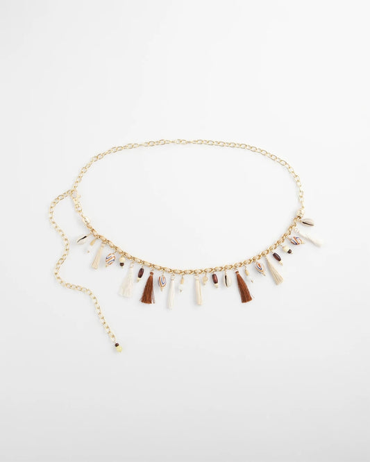 Chico's | Novelty Beaded Chain Belt/ Natural