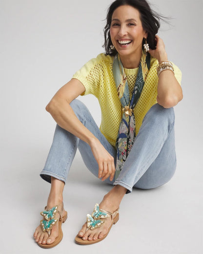 Chico's | Butterfly T-Strap Sandal/ Metallic Multi