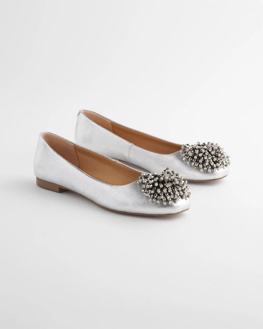 Chico's | Omega Beaded Ballet Flats/ Metallic