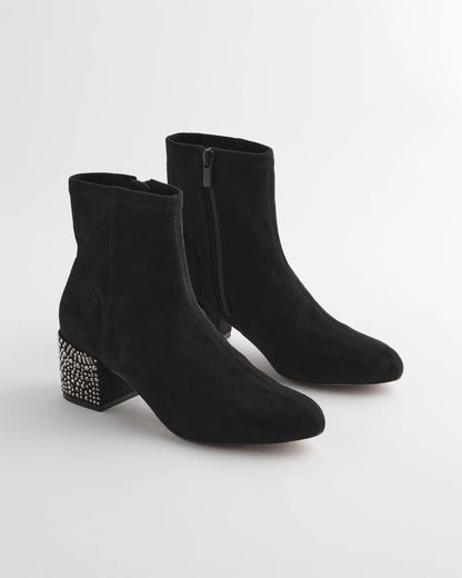 Chico's | Embellished Destiny Art Deco Boot Heels/ Black