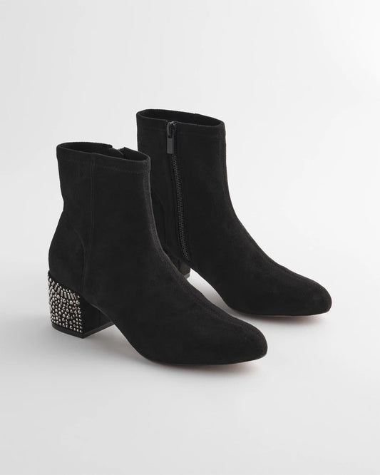 Chico's | Embellished Destiny Art Deco Boot Heels/ Black