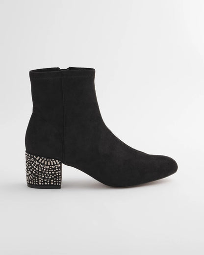 Chico's | Embellished Destiny Art Deco Boot Heels/ Black
