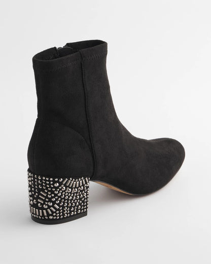 Chico's | Embellished Destiny Art Deco Boot Heels/ Black