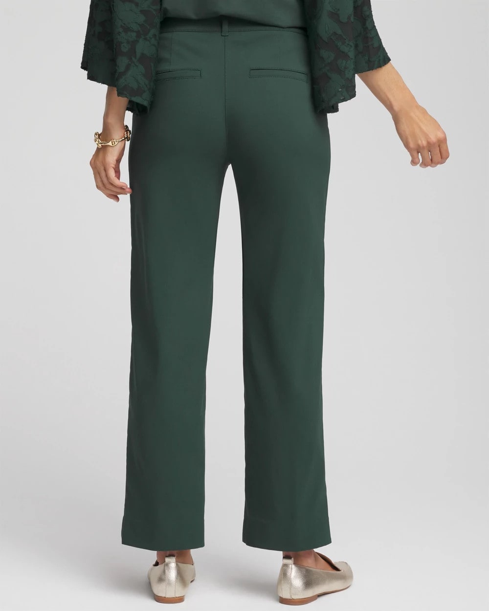 Chico's | Petite Bi-Stretch Straight Ankle Pants/ Darkest Spruce