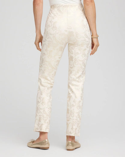 Chico's | Juliet Golden Foiled Slim Ankle Pants/ English Cream