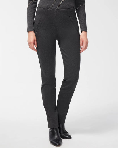 Chico's | Juliet Trim Detail Ponte Pants/ Graphite Heather Gray